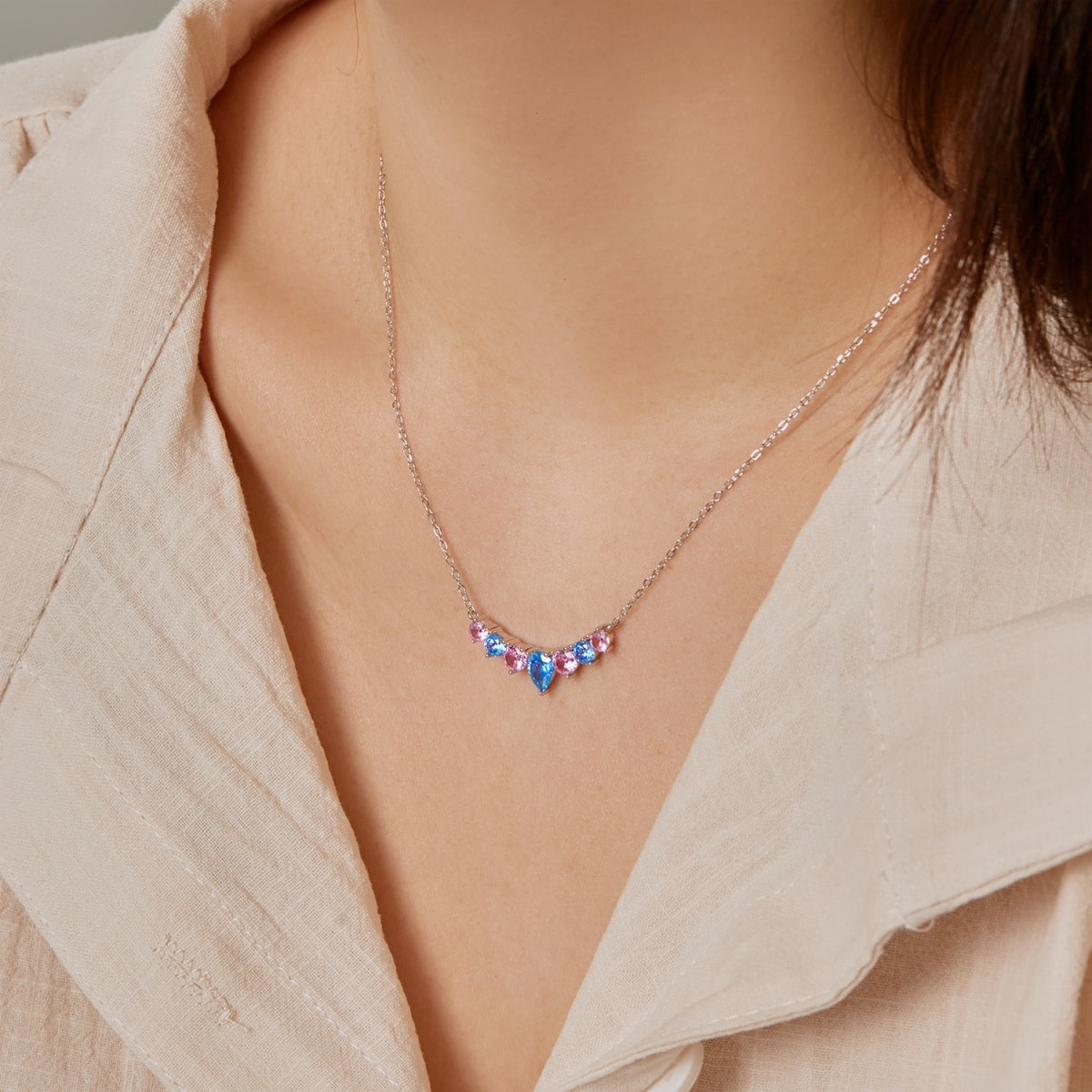 [Royal Jewellery]Dainty Colorful Heart Necklace