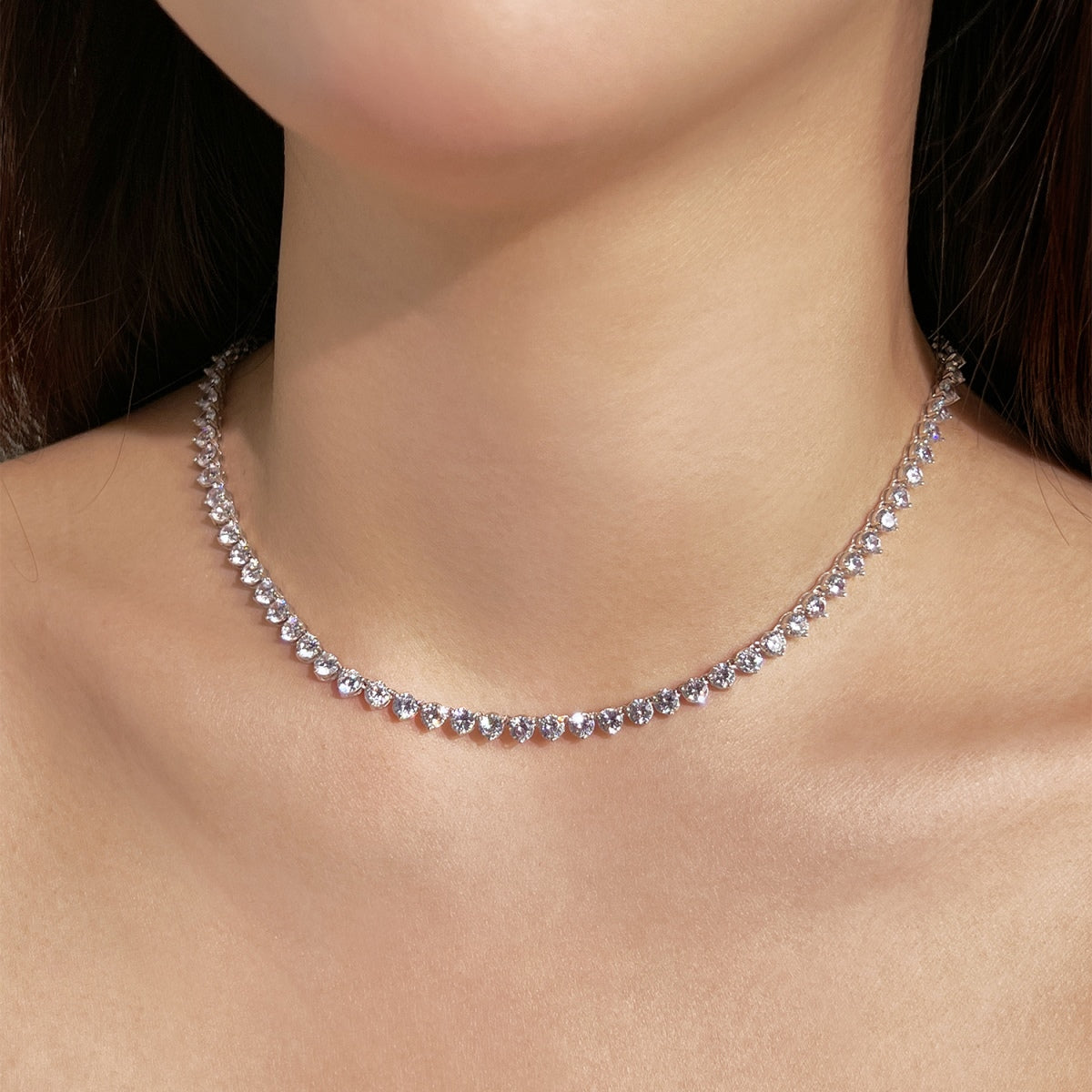 [Royal Jewellery]Ornate Heart Cut Tennis Necklace