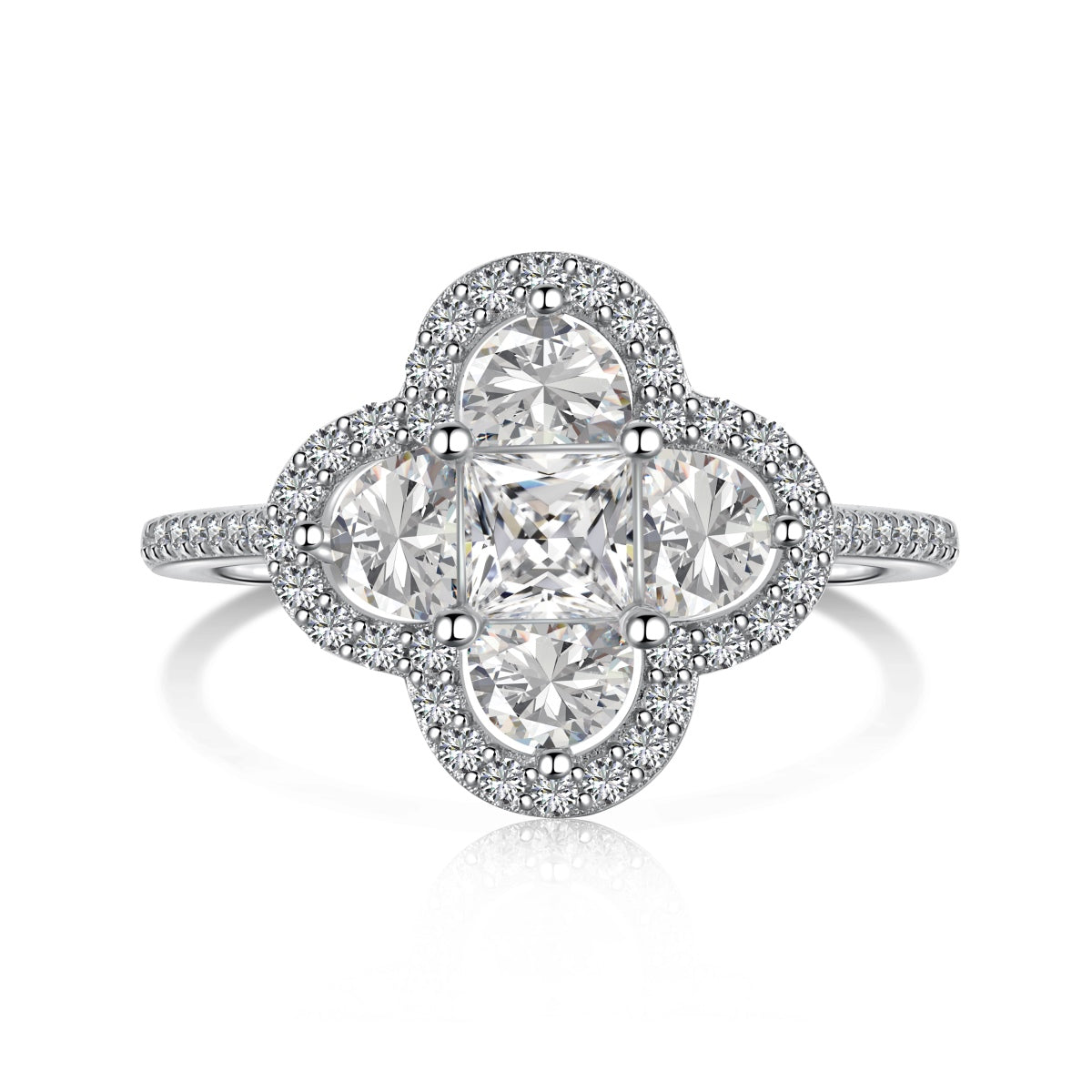 [Royal Jewellery]Luxurious Eternity Flower Shape Banquet Ring