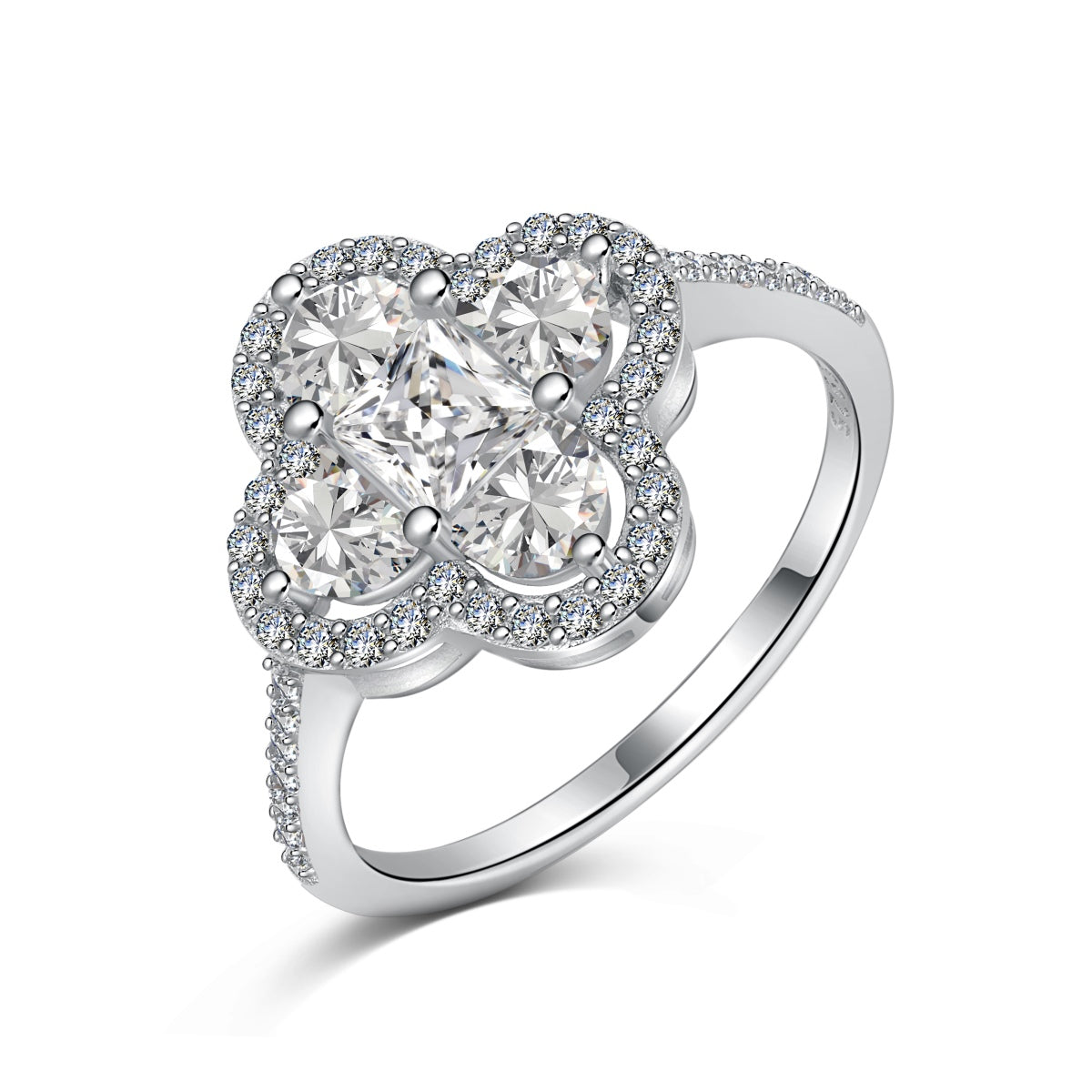 [Royal Jewellery]Luxurious Eternity Flower Shape Banquet Ring