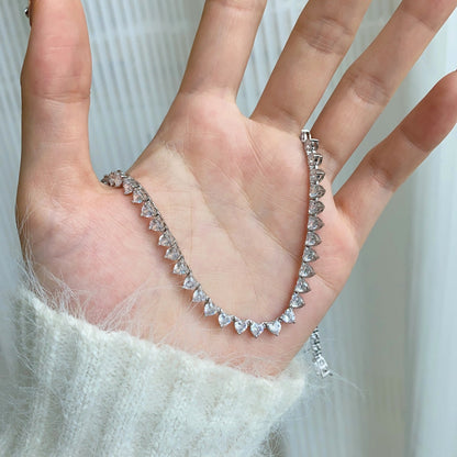 [Royal Jewellery]Ornate Heart Cut Tennis Necklace