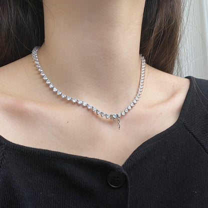 [Royal Jewellery]Ornate Heart Cut Tennis Necklace