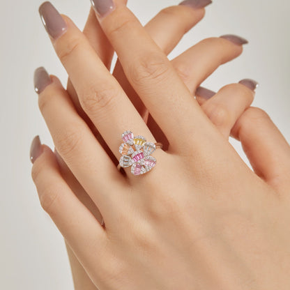 [Royal Jewellery]Sparkling Colorful Water Drop Shape Daily Ring