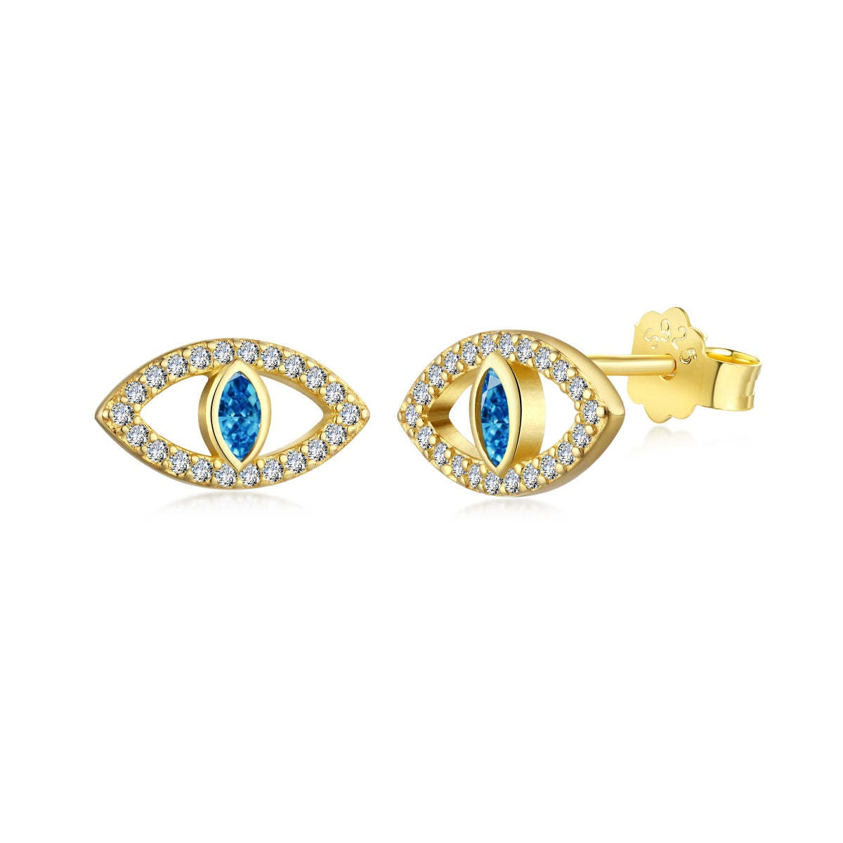 [Royal Jewellery]Blue Devil Eyes Hollow Stud Earrings