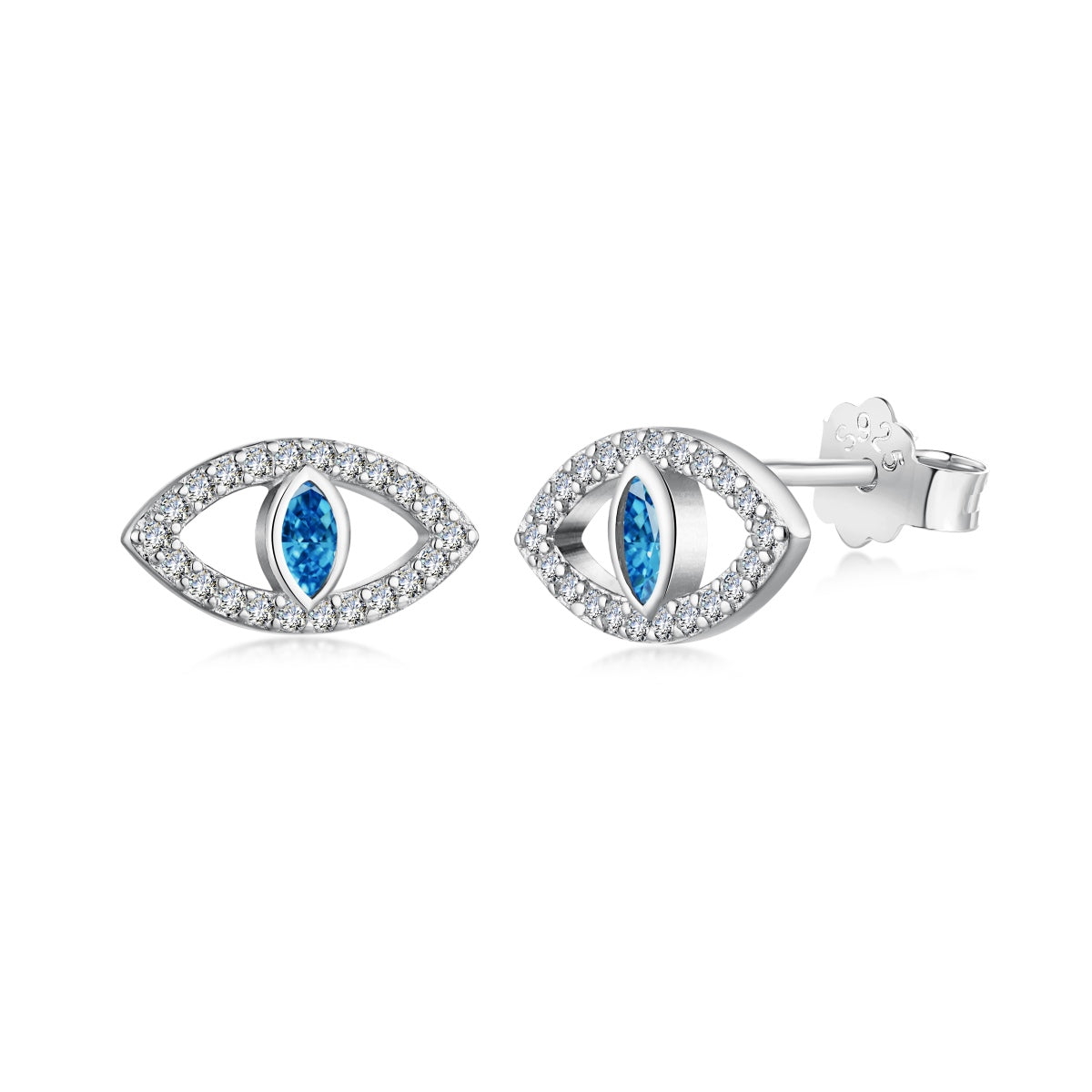 [Royal Jewellery]Blue Devil Eyes Hollow Stud Earrings