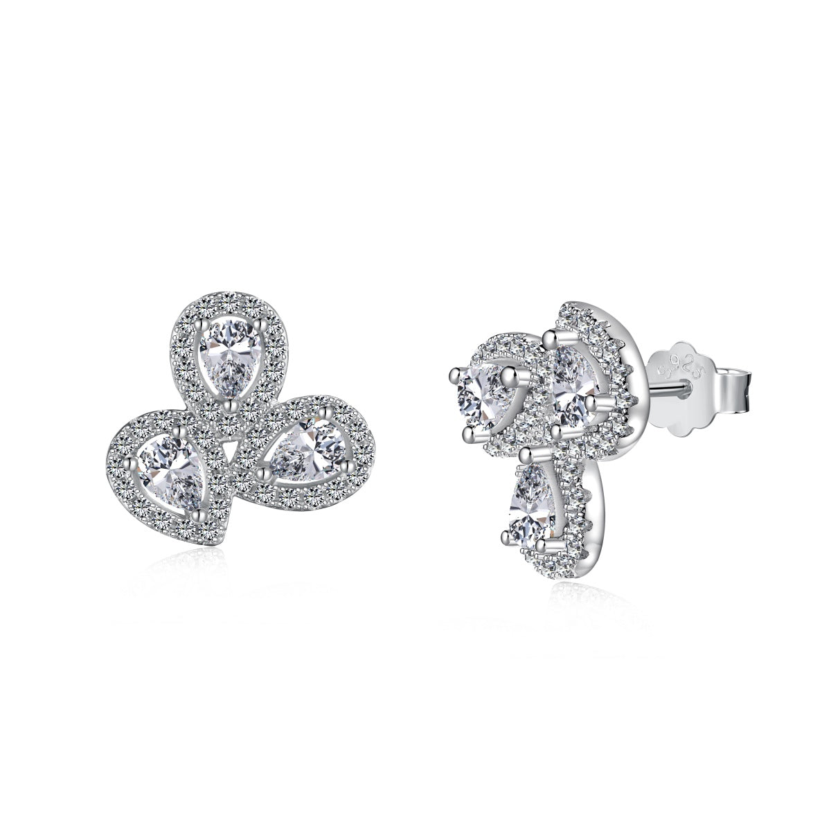 [Royal Jewellery]Ornate Flower Shape Pear Cut Lover Earrings