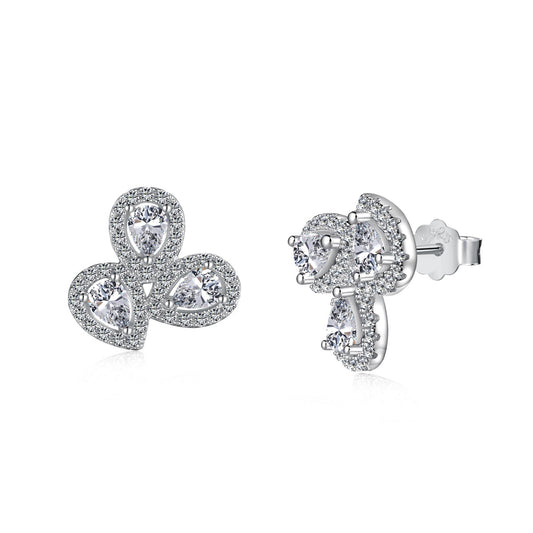 [Royal Jewellery]Ornate Flower Shape Pear Cut Lover Earrings