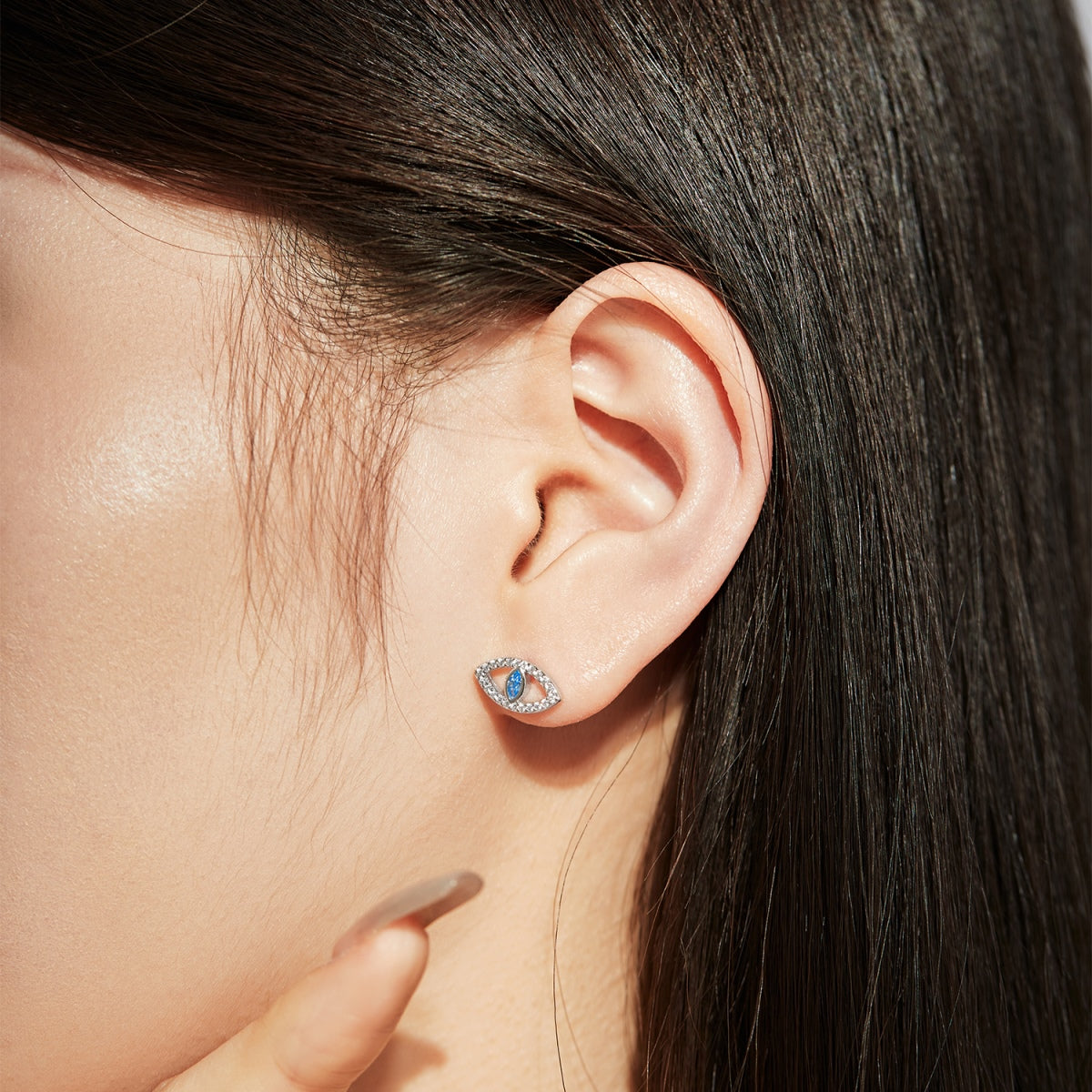 [Royal Jewellery]Blue Devil Eyes Hollow Stud Earrings