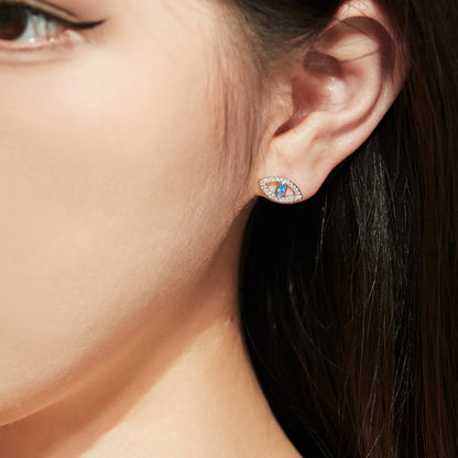 [Royal Jewellery]Blue Devil Eyes Hollow Stud Earrings