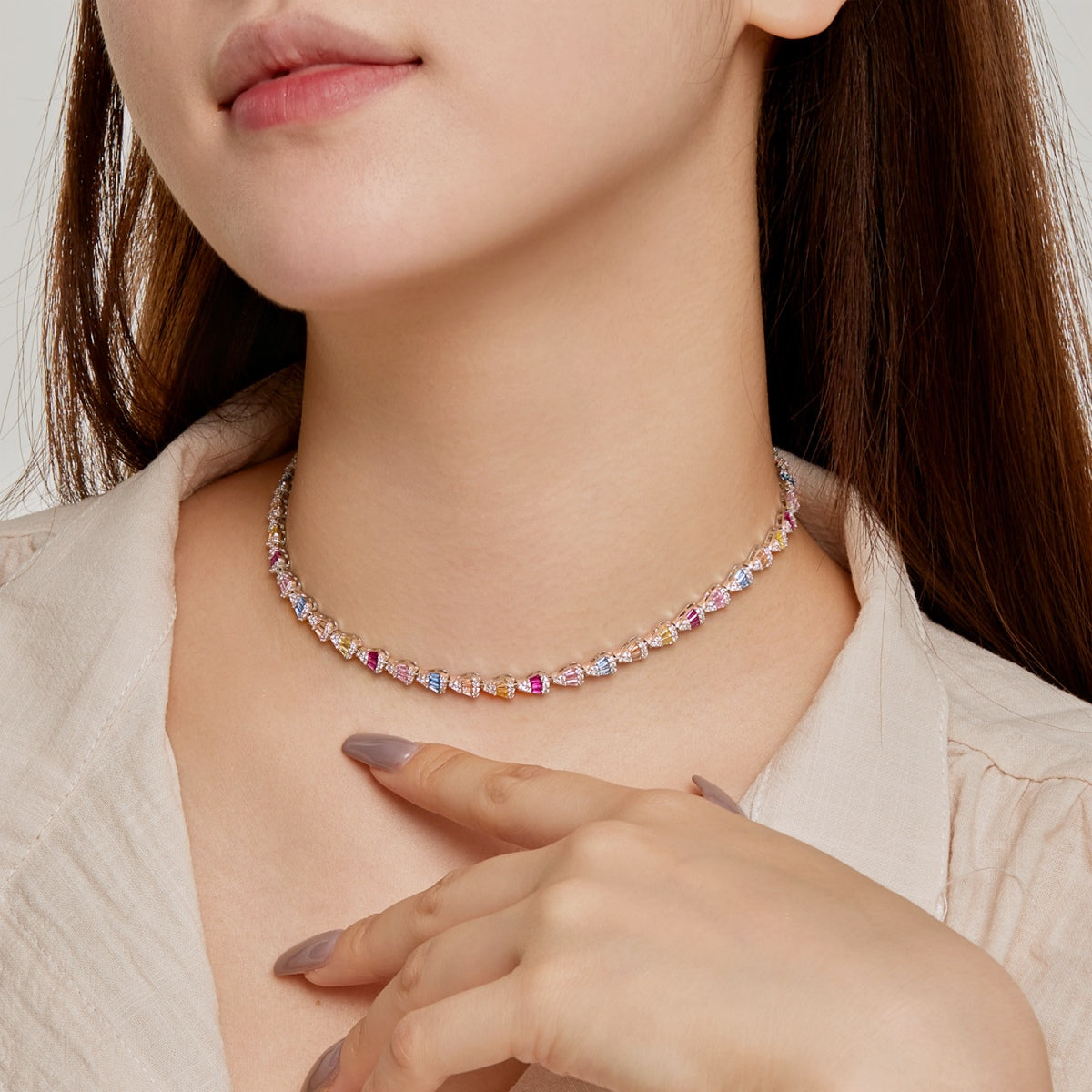 [Royal Jewellery]Radiant Colorful Rainbow Necklace