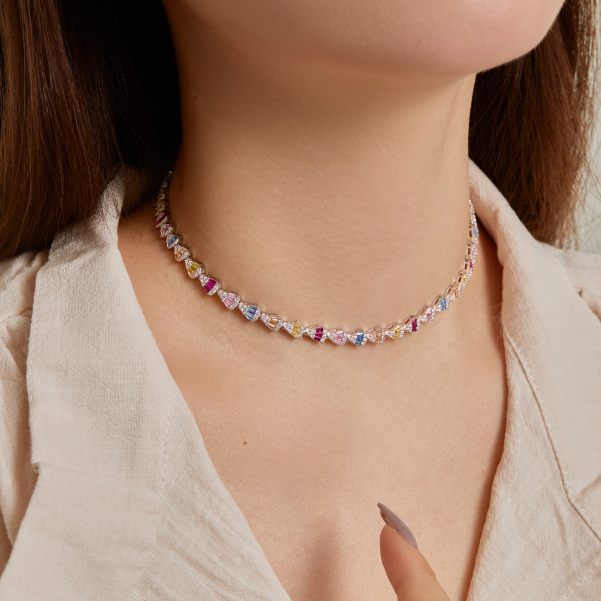 [Royal Jewellery]Radiant Colorful Rainbow Necklace