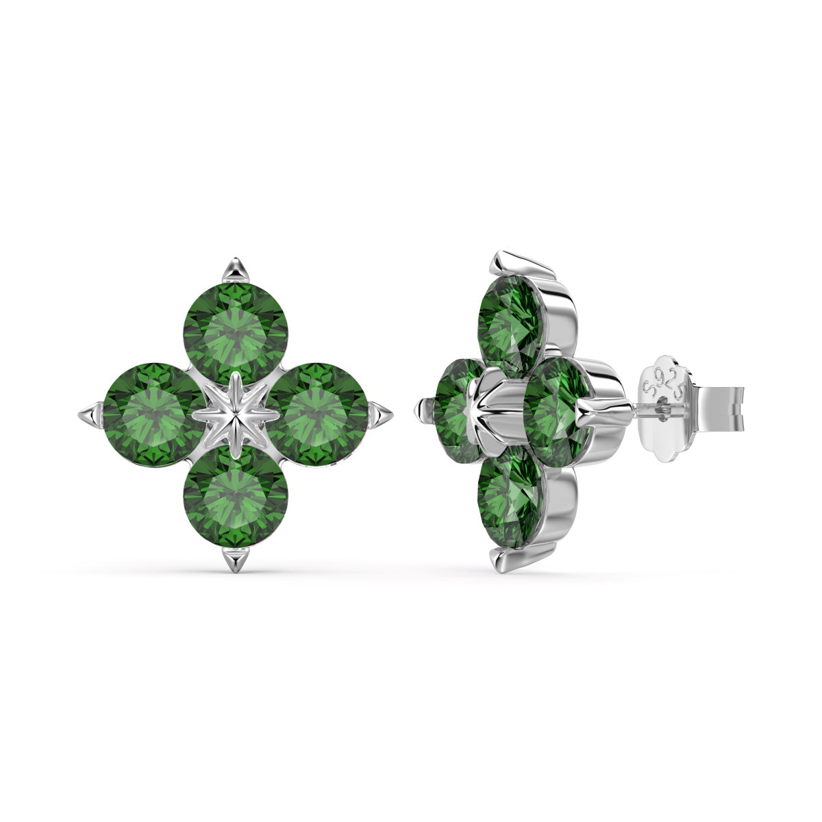 [Royal Jewellery]Four-Leaf Clover Eight-Pointed Star Earrings