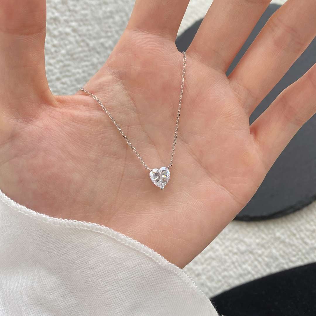 [Royal Jewellery]Heart Shape Main Stone Pendant Collarbone Necklace