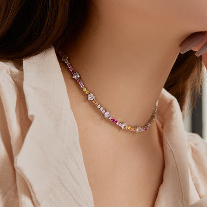 [Royal Jewellery]Delicate Colorful Rainbow Tennis Chain