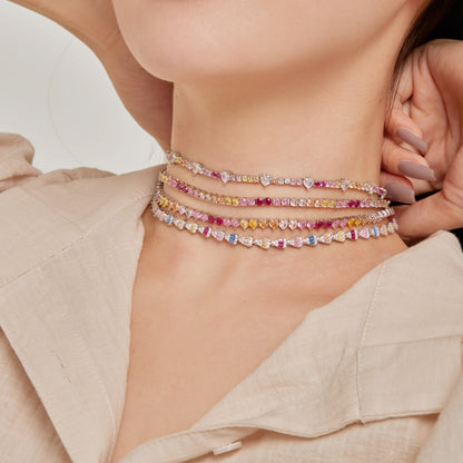 [Royal Jewellery]Delicate Colorful Rainbow Tennis Chain