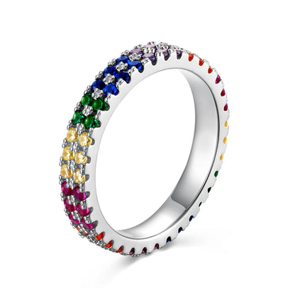 [Royal Jewellery]Unique Colorful Round Cut Tennis Ring