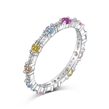 [ROYAL]Sparkling Colorful Round Cut Tennis Ring