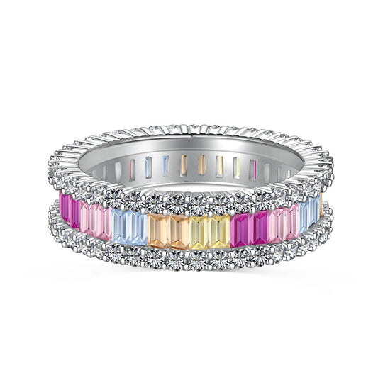 [Royal Jewellery]Dainty Kaleidoscopic Emerald Cut Daily Ring