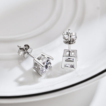 [Royal Jewellery]1.0 Carat Radiant Princess Cut Wedding Earrings