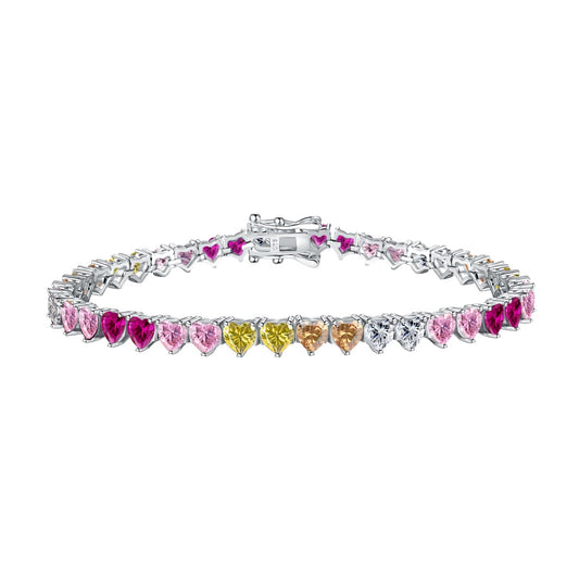 [Royal Jewellery]Luxurious Colorful Romantic Heart Shape Lover Bracelet
