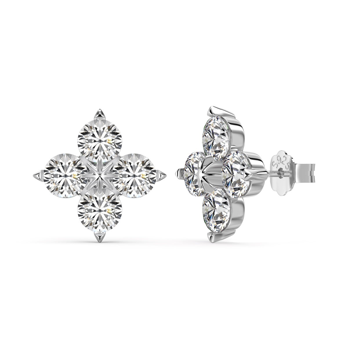 [Royal Jewellery]Four-Leaf Clover Eight-Pointed Star Earrings
