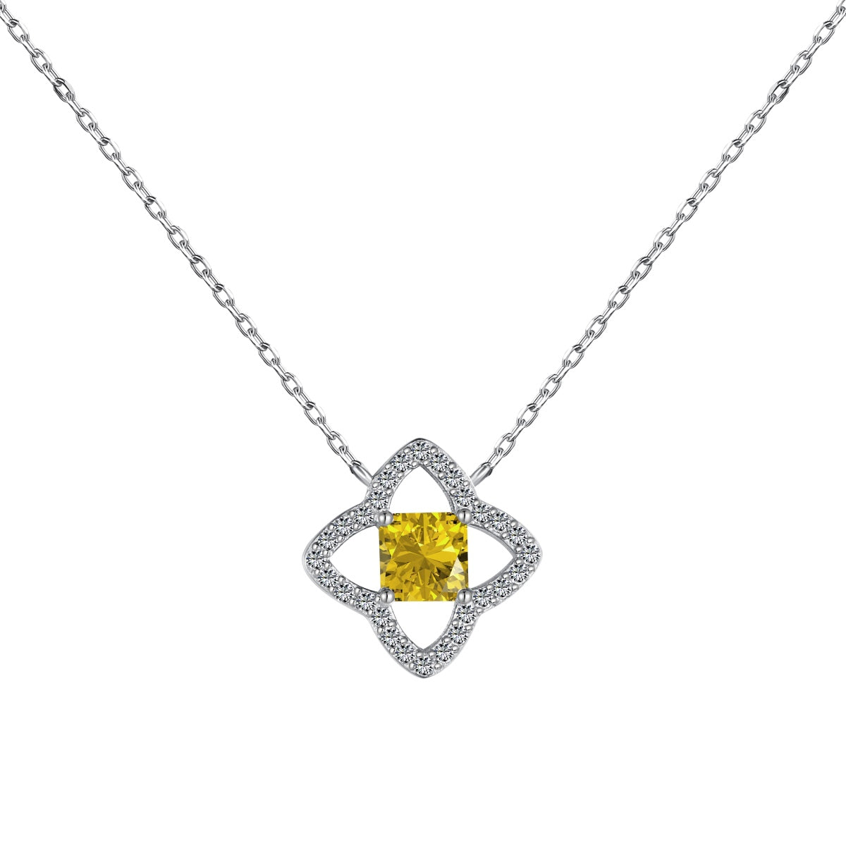 [Royal Jewellery]Exquisite Flower Shape Princess Cut Necklace