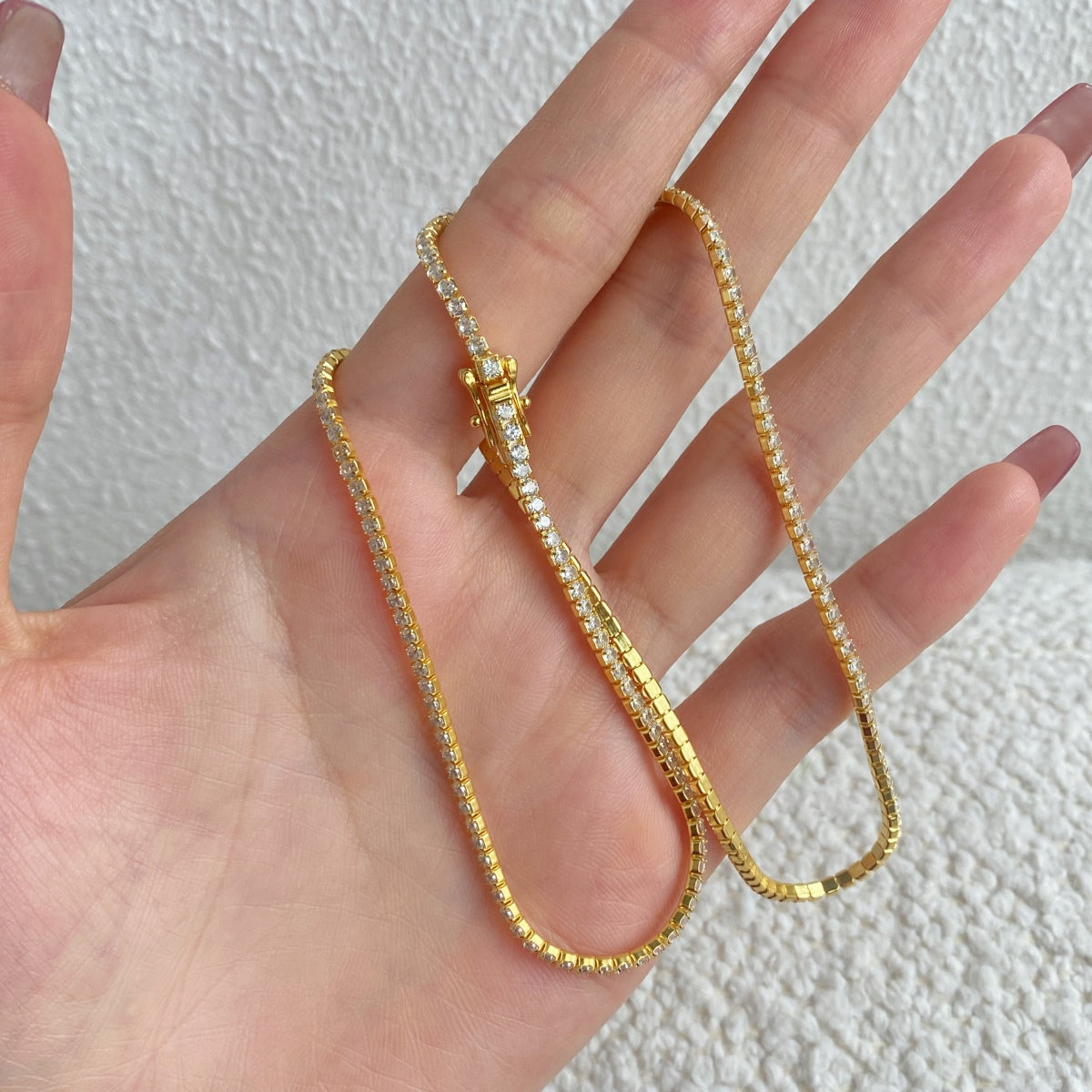 [Royal Jewellery]Delicate Round Shape Tennis Necklace