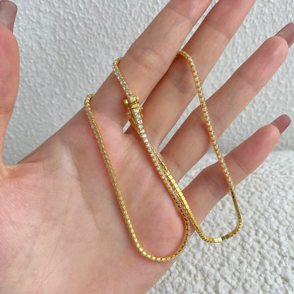 [Royal Jewellery]Delicate Round Shape Tennis Necklace