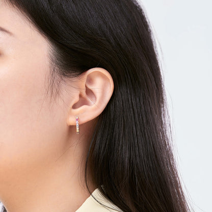 [Royal Jewellery]Radiant Colorful Round Cut Earrings