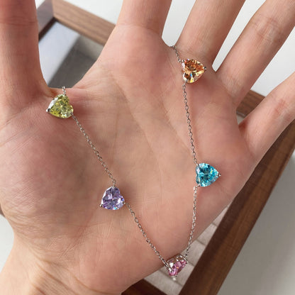 [Royal Jewellery]Sparkling Colorful Heart Cut Necklace