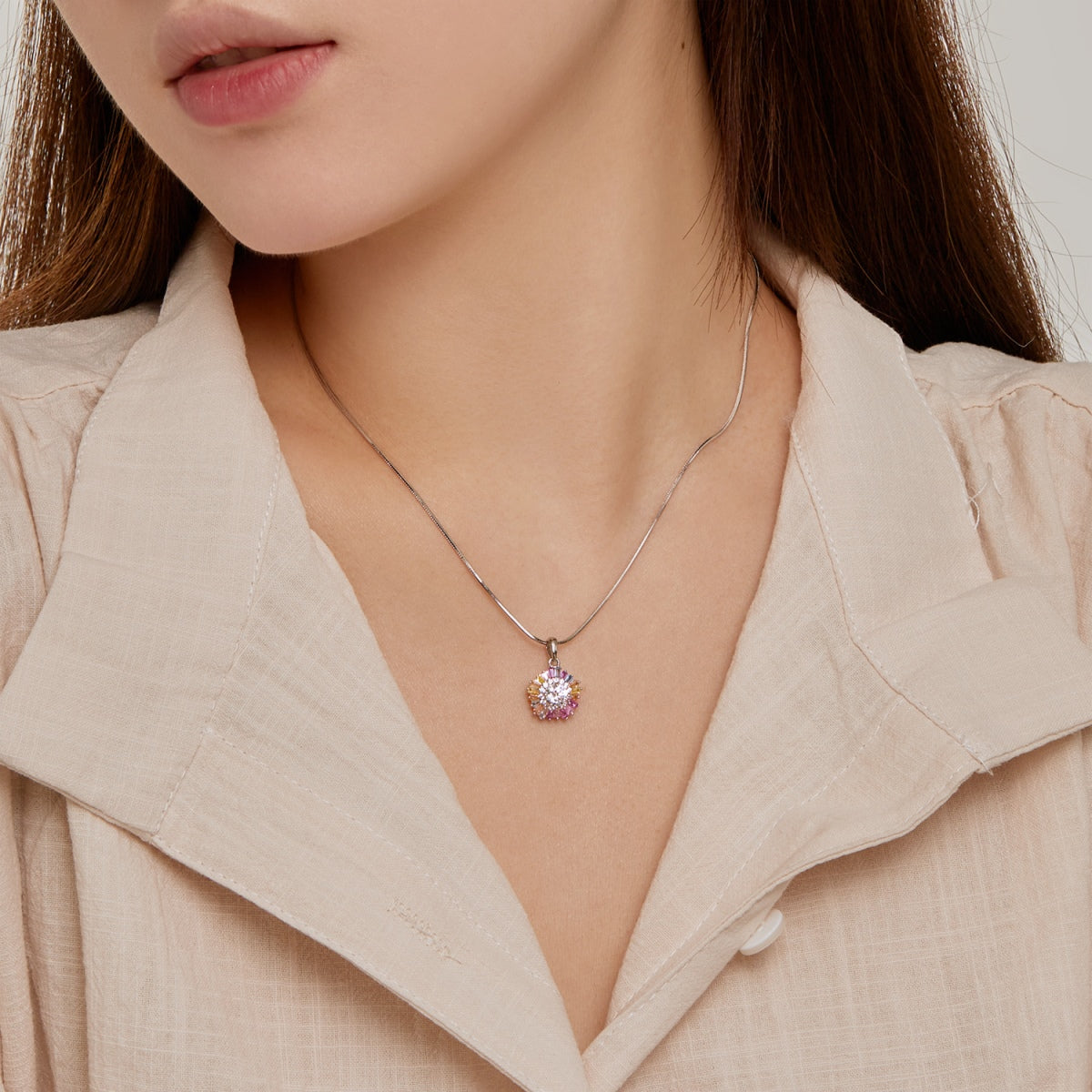 [Royal Jewellery]Charming Flower Colorful Necklace