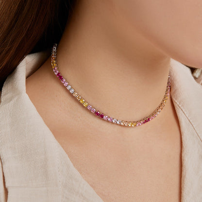 [Royal Jewellery]Delicate Colorful Tennis Necklace