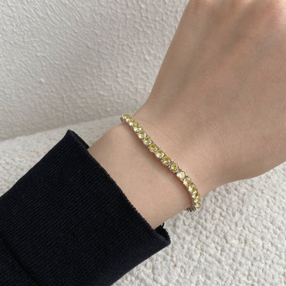 [Royal Jewellery]Ornate Dazzling Round Cut Tennis Bracelet