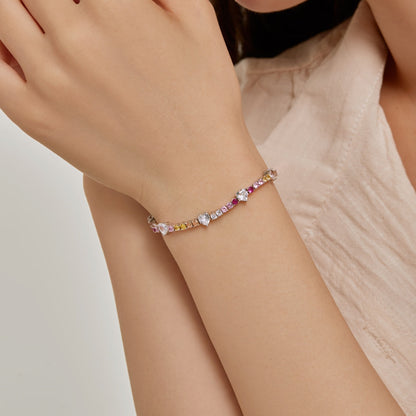 [Royal Jewellery]Romantic Heart Shape Round Cut Lover Bracelet