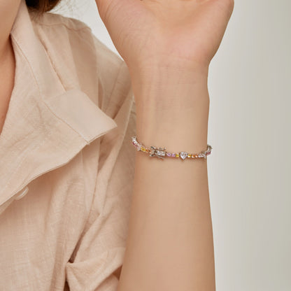 [Royal Jewellery]Romantic Heart Shape Round Cut Lover Bracelet