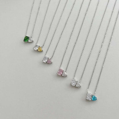 [ROYAL]Dazzling Square & Heart Shape Necklace