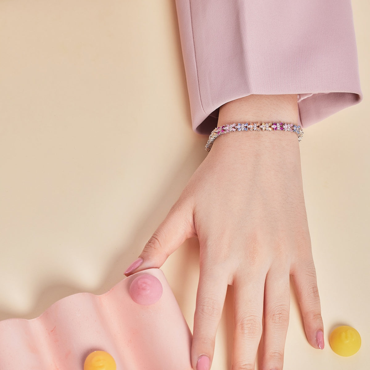 [Royal Jewellery]Radiant Colorful Emerald Cut Party Bracelet