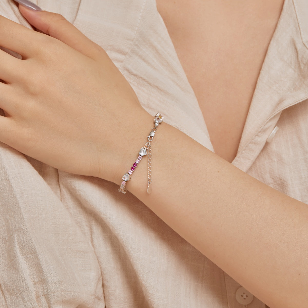 [Royal Jewellery]Romantic Heart Shape Round Cut Lover Bracelet