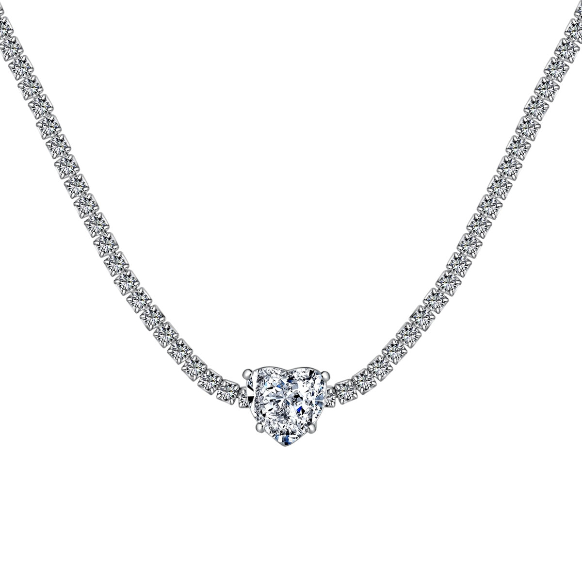 [Royal Jewellery]2.0 Carat Sparkling Tennis Heart Cut Necklace