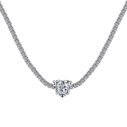 [Royal Jewellery]2.0 Carat Sparkling Tennis Heart Cut Necklace