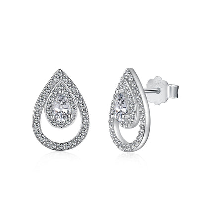 [Royal Jewellery]Sparkling Delicate Water Drop Shape Daily Earrings