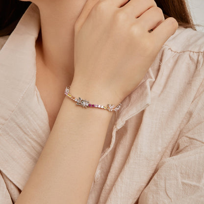 [Royal Jewellery]Ornate Colorful Butterfly Shape Round Cut Daily Bracelet