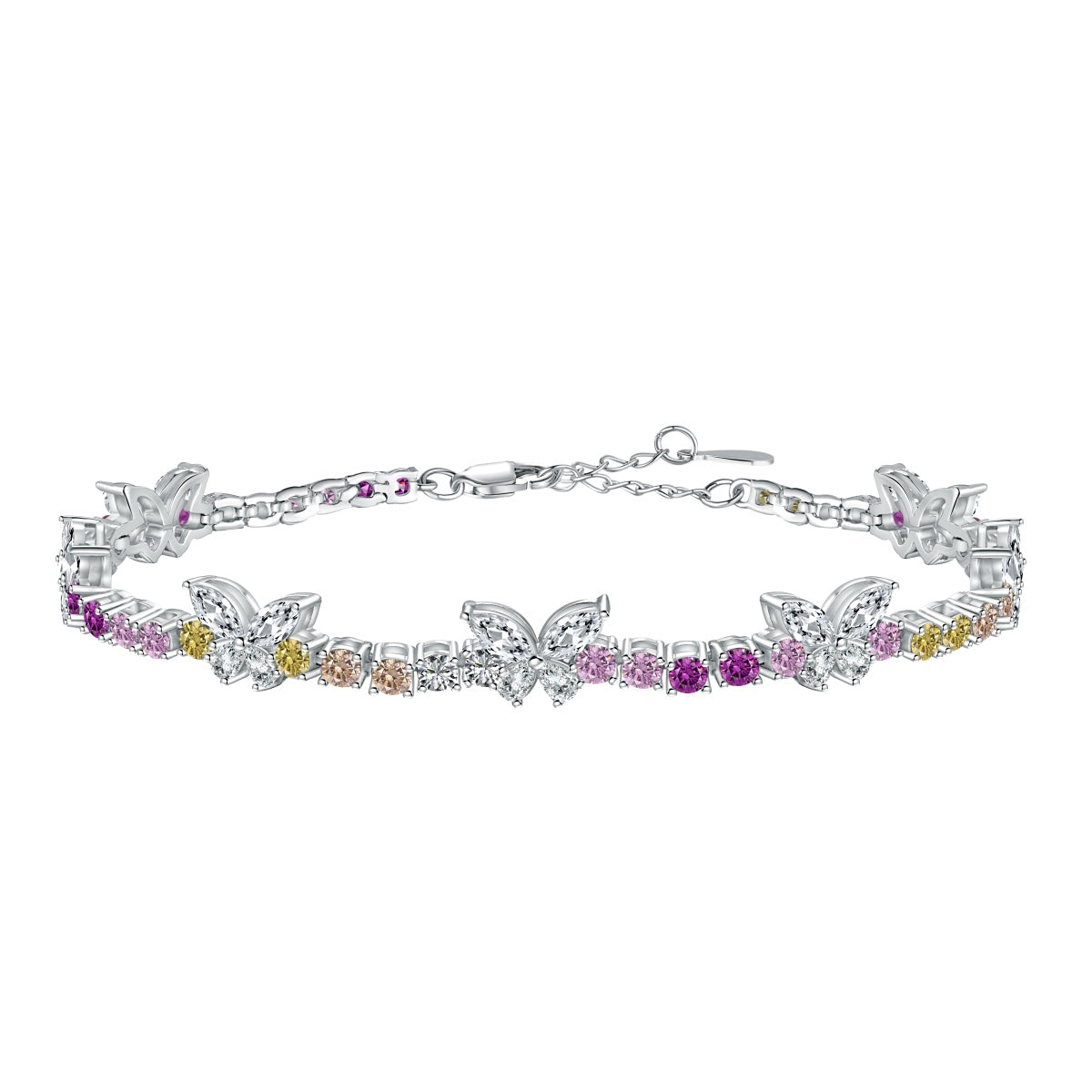 [ROYAL]Ornate Colorful Butterfly Shape Round Cut Daily Bracelet