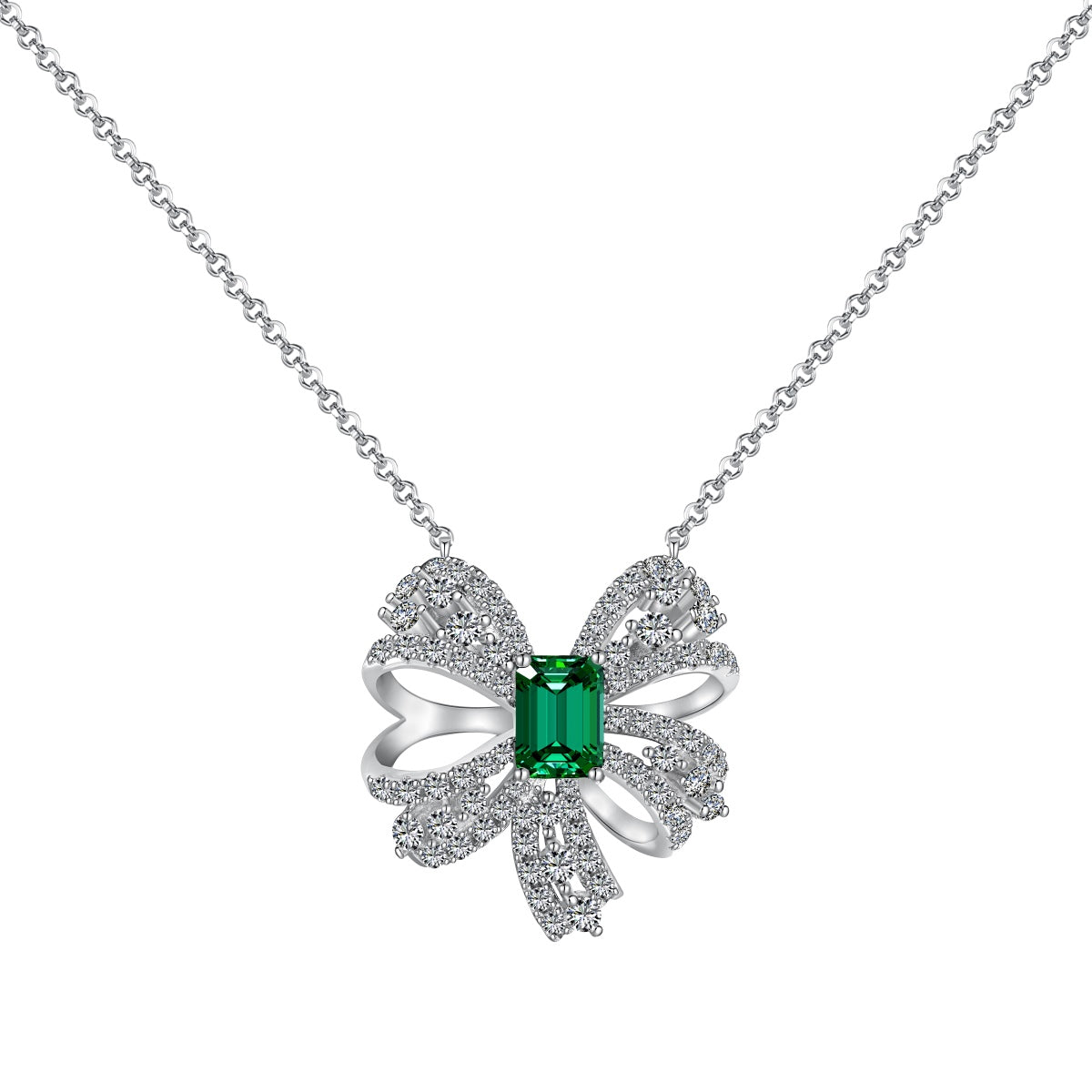 [Royal Jewellery]Luxurious Flower Shape Emerald Cut Necklace