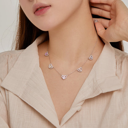 [Royal Jewellery]Sparkling Five Heart Necklace