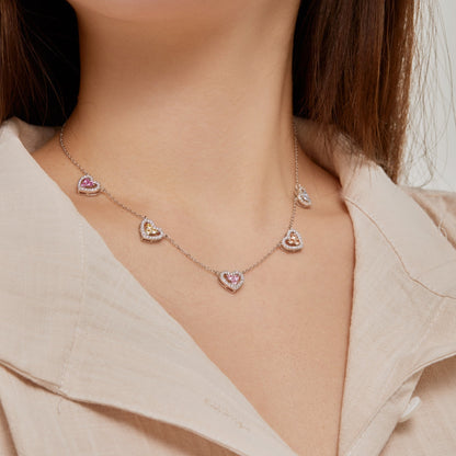 [Royal Jewellery]Sparkling Five Heart Necklace