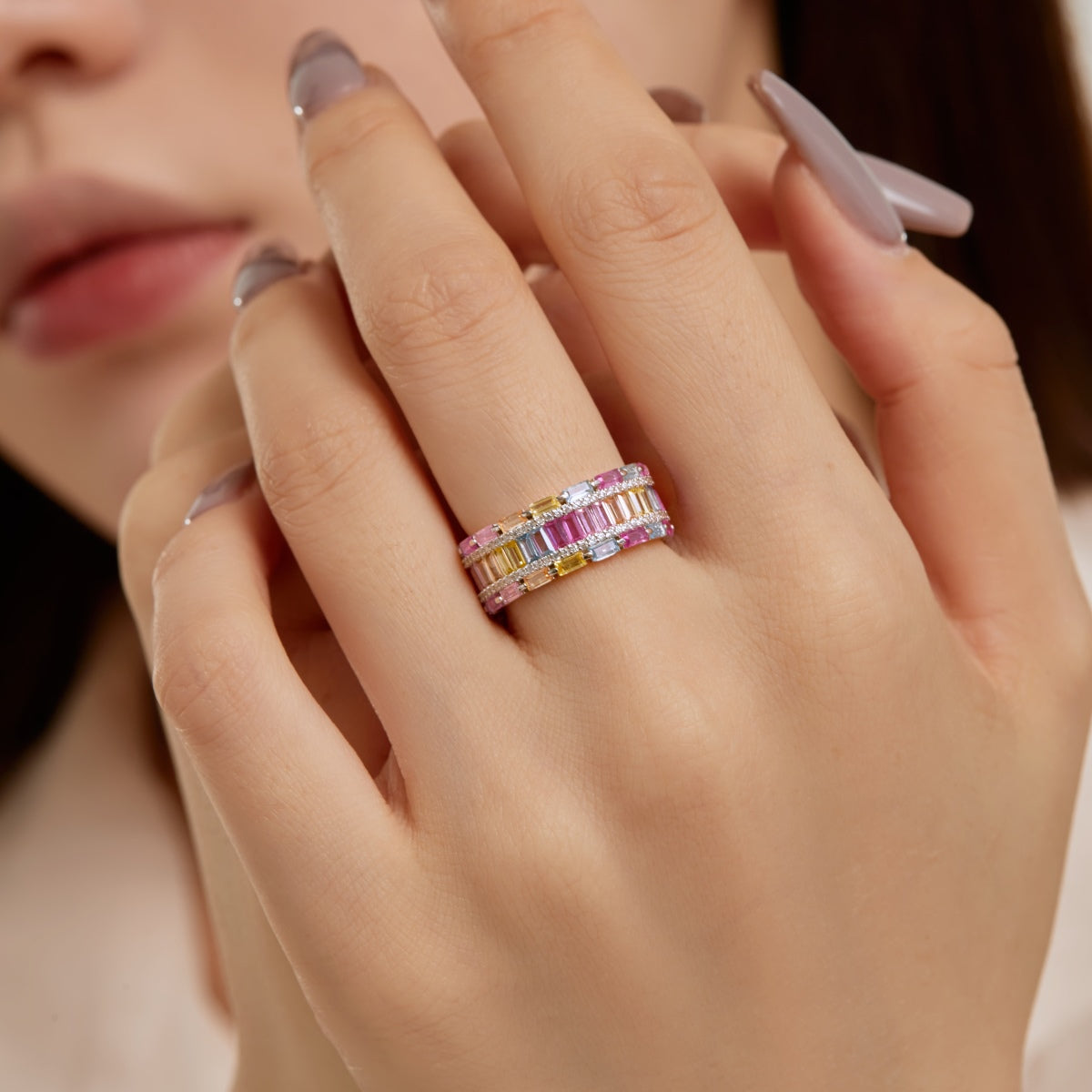 [ROYAL]Dazzling Colorful Radiant Cut Party Ring