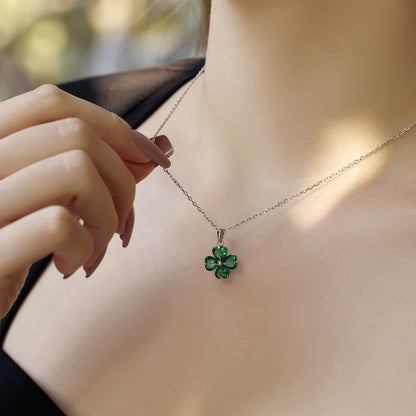 [Royal Jewellery]Heart-Shaped Four-Leaf Clover Bead Necklace