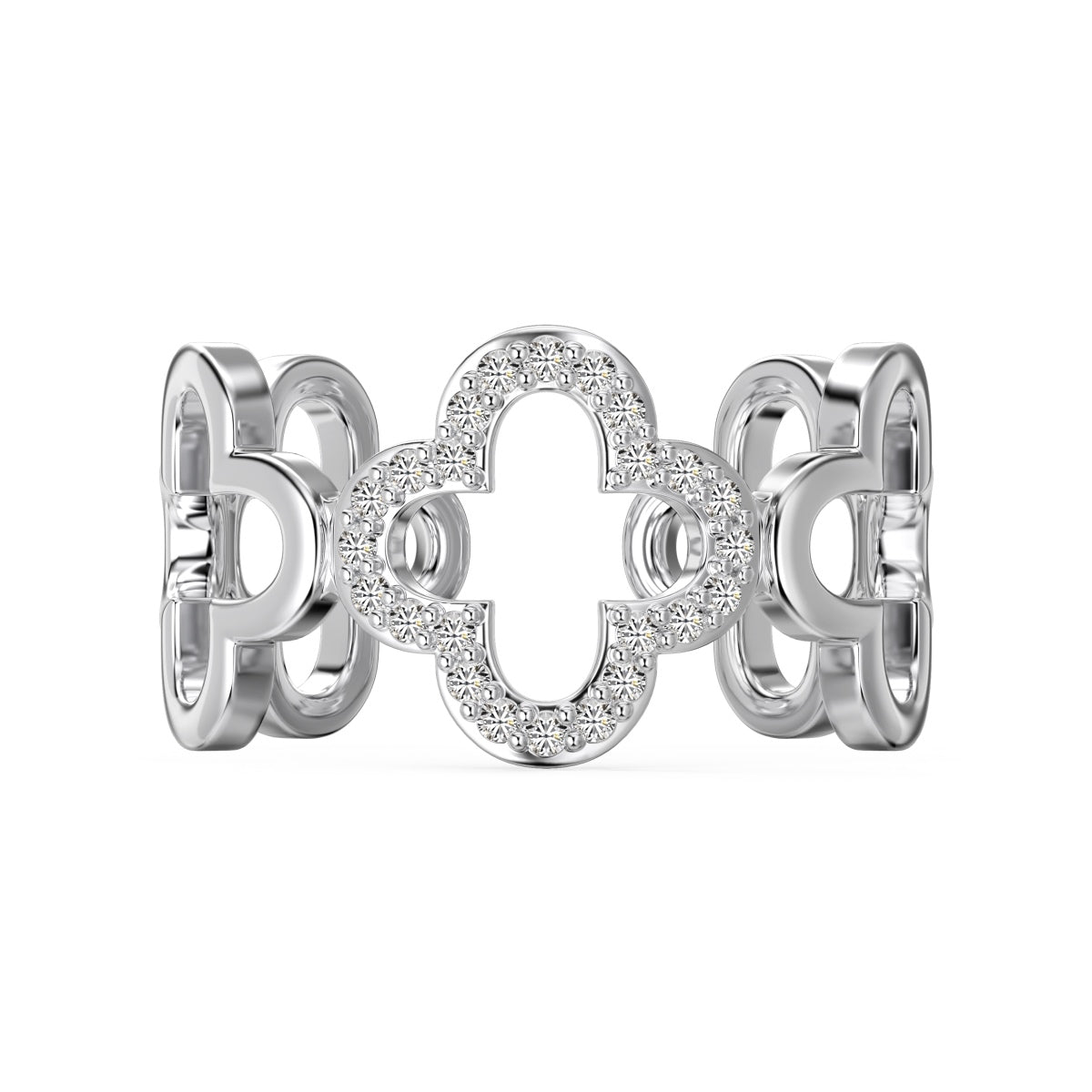 [Royal Jewellery]Hollow Design Four-Leaf Clover Flower Shape Ring