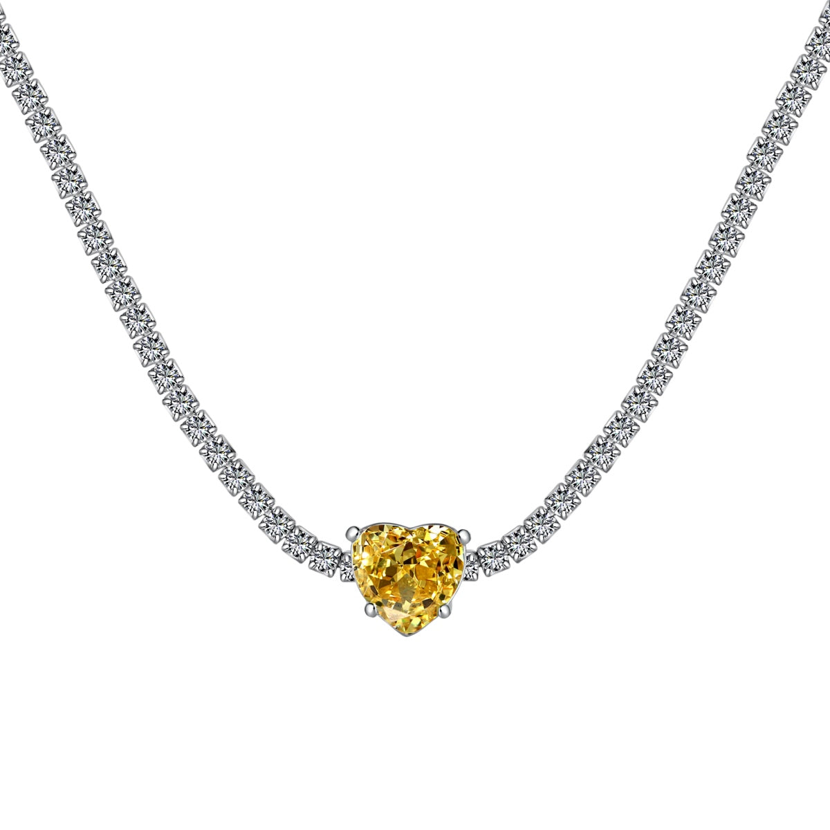 [ROYAL]2.0 Carat Sparkling Tennis Heart Cut Necklace